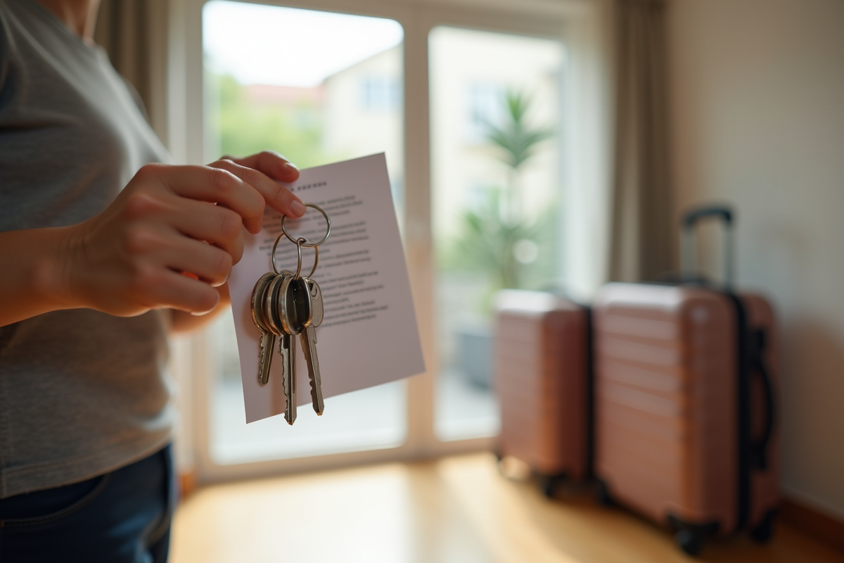 Mains tenant des clés et lettre d