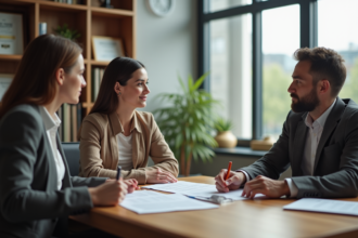 Femme et conseiller bancaire discutent de crédit immobilier