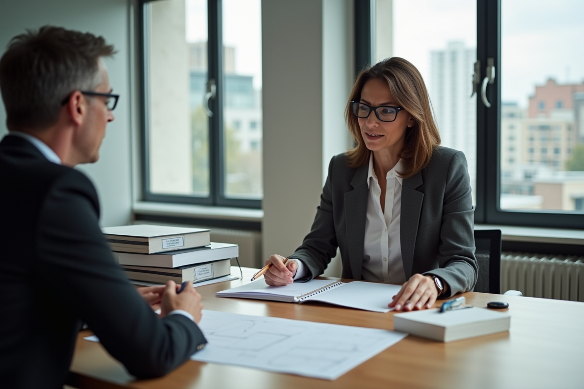 Femme architecte discutant avec un client dans un bureau