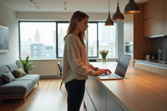 Jeune femme professionnelle dans une cuisine moderne