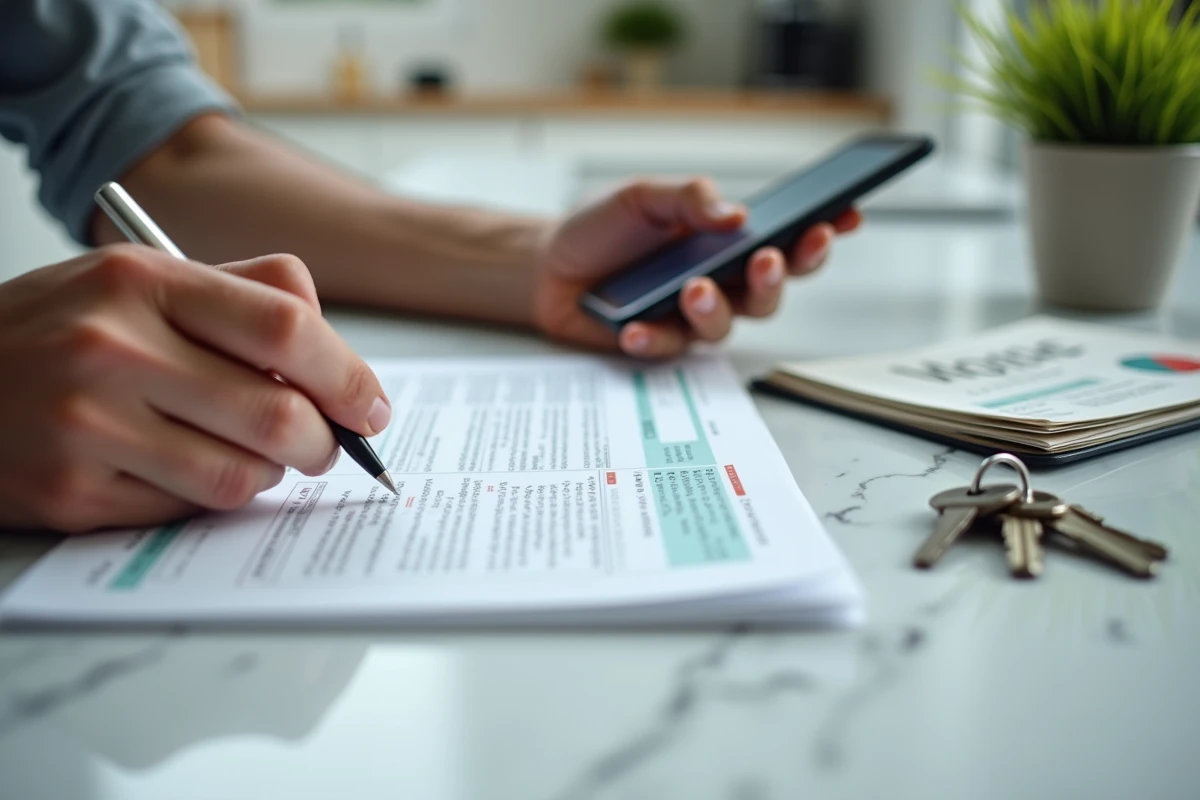 Mains d'un propriétaire remplissant un formulaire de comparaison d'assurance loyer impayé