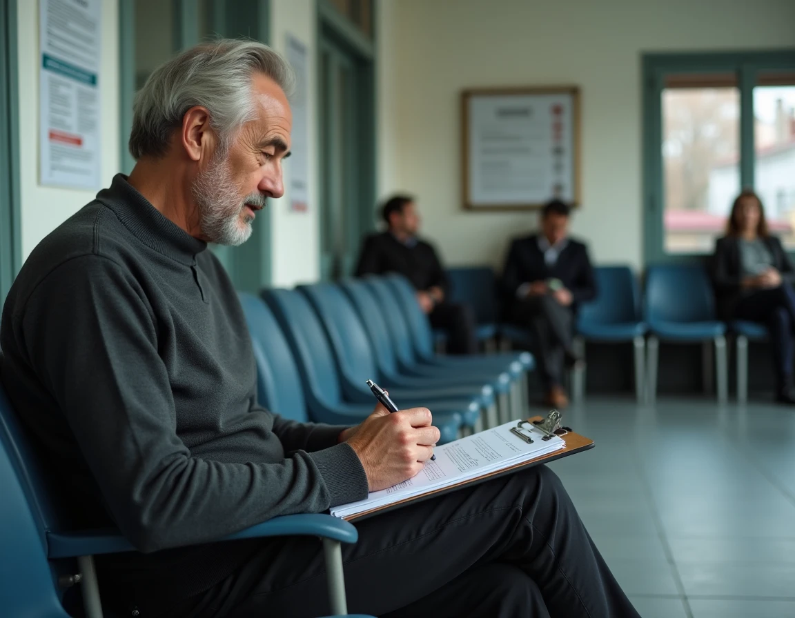 Homme remplissant un formulaire de demande de logement Cileo dans une agence HLM