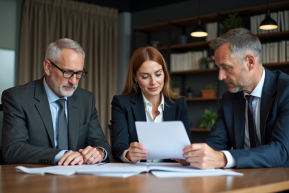 Groupe de professionnels en réunion dans un bureau moderne