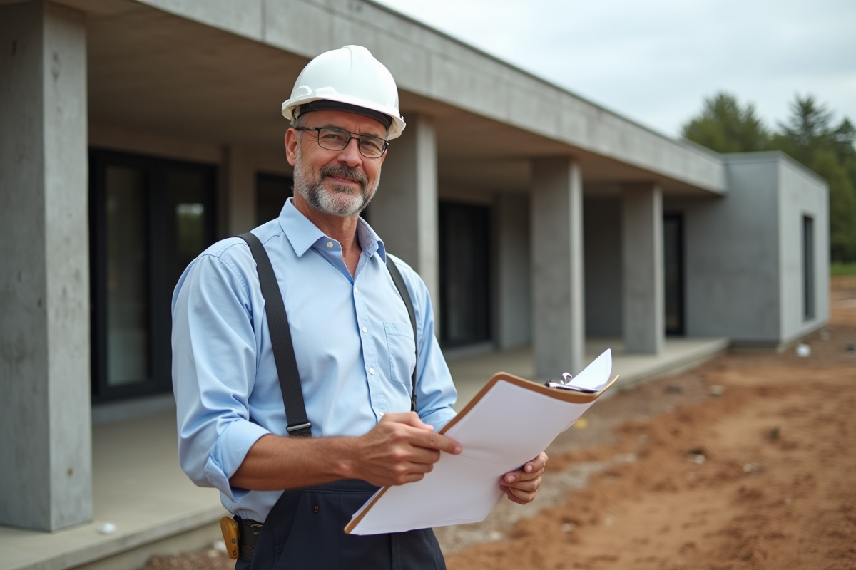 Hommes d'affaires sur un chantier en extérieur