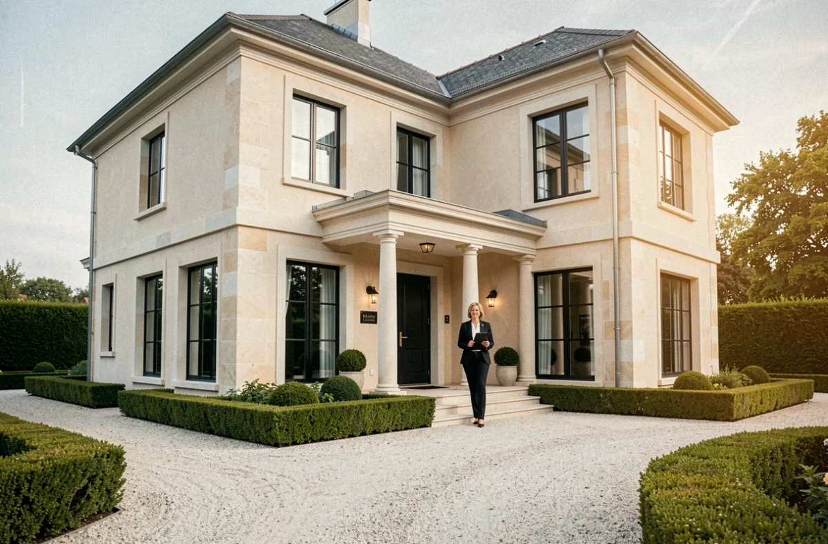 Villa individuelle élégante construite par Maisons Claude Rizzon dans le Bas-Rhin avec revêtement en pierre et jardin structuré