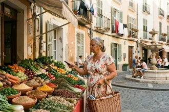 Femme au marché de rue d'un quartier populaire de Marseille, illustrant la vie authentique des arrondissements méconnus de la ville